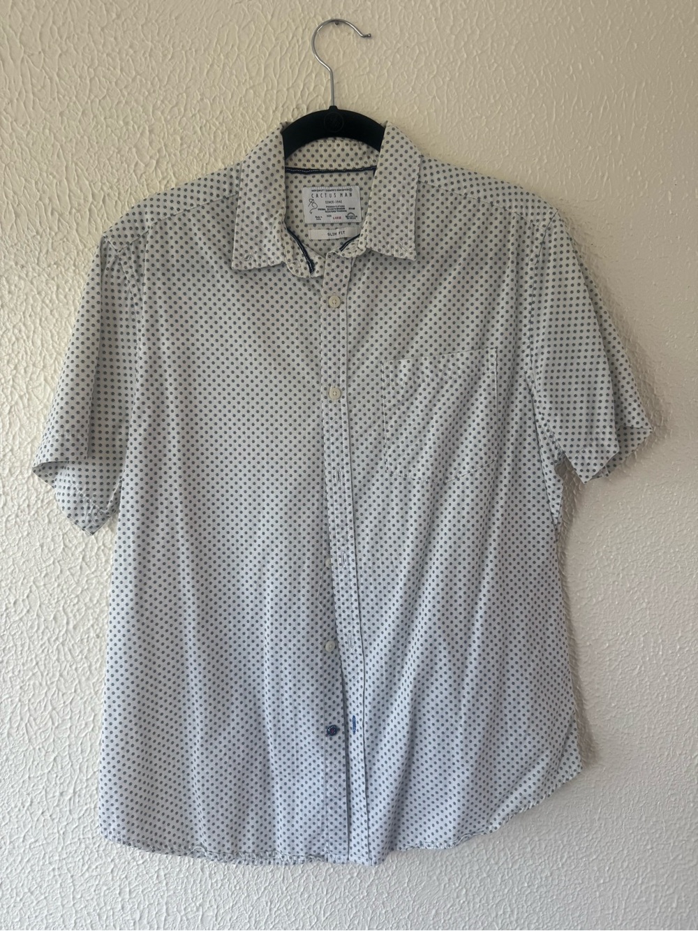 Lucky Brand Men’s White Short-Sleeve Dot Print Shirt